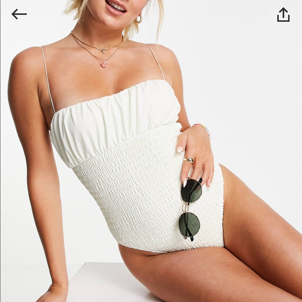 ASOS | white swimsuit, shirred